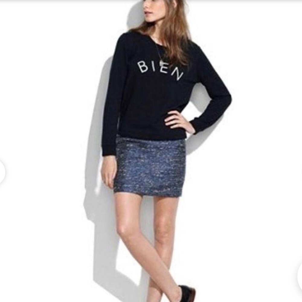 Madewell Courtyard Skirt - Metallic blue and black tweed